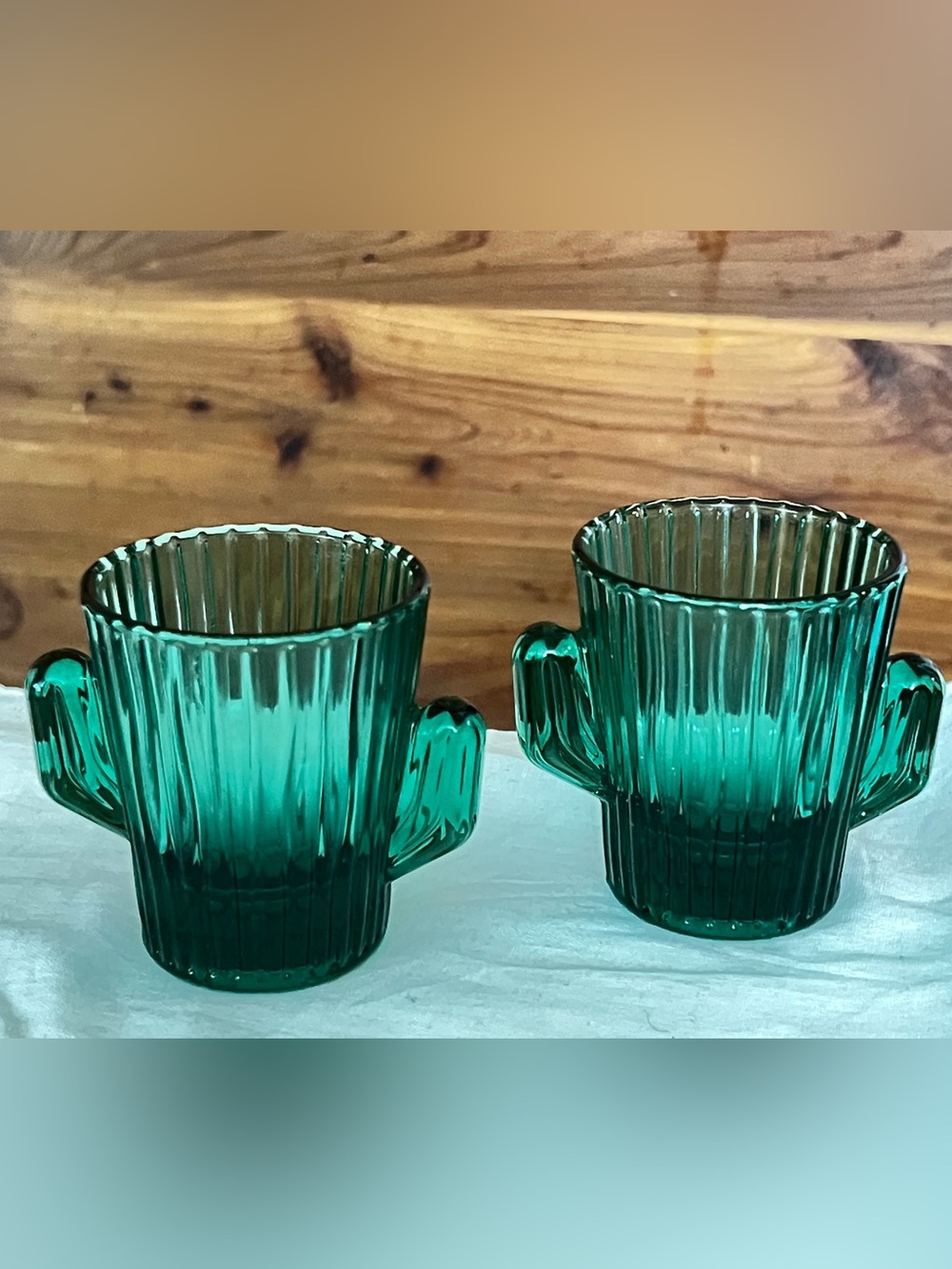 VTG Libbey Uranium Glass Cactus Shot Glasses Set Glow
